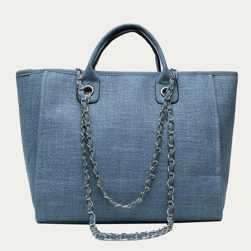 Crossbody Canvas Tote for Women – Chain Strap Bucket Bag - VOTVO
