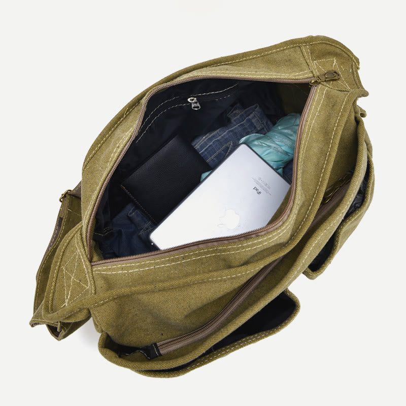 Messenger Bag for Men - Vintage Canvas Large Crossbody Kit