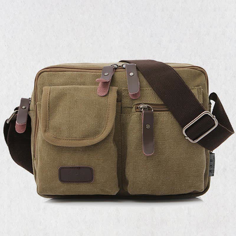 Borsa a tracolla in tela retrò da uomo - Borsa a tracolla casual