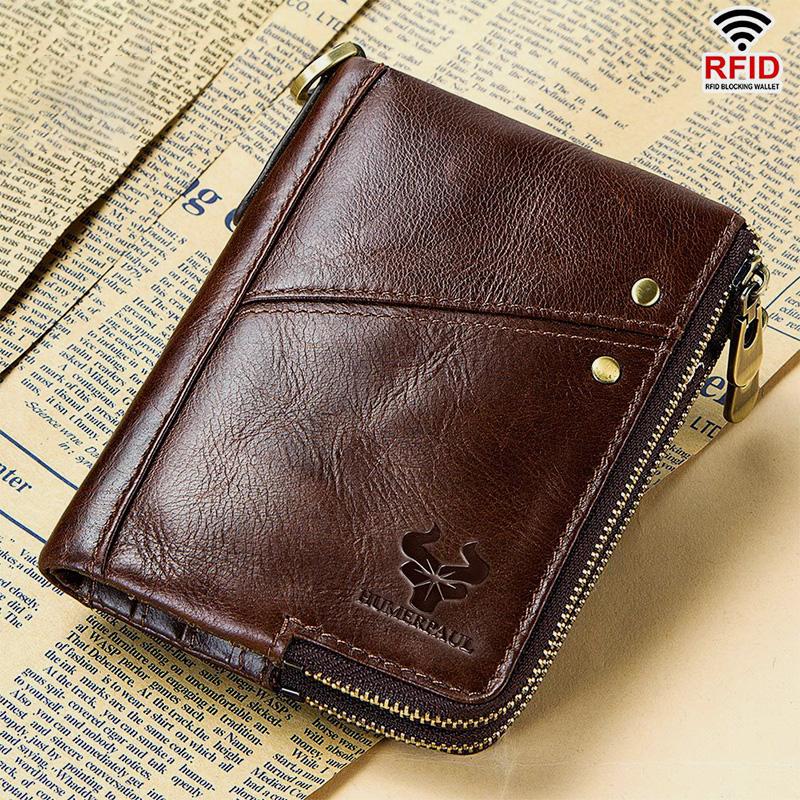 RFID Anti - theft Genuine Leather Multi - slot Bifold Wallet for Men - Stylish Business Wallet - VOTVO