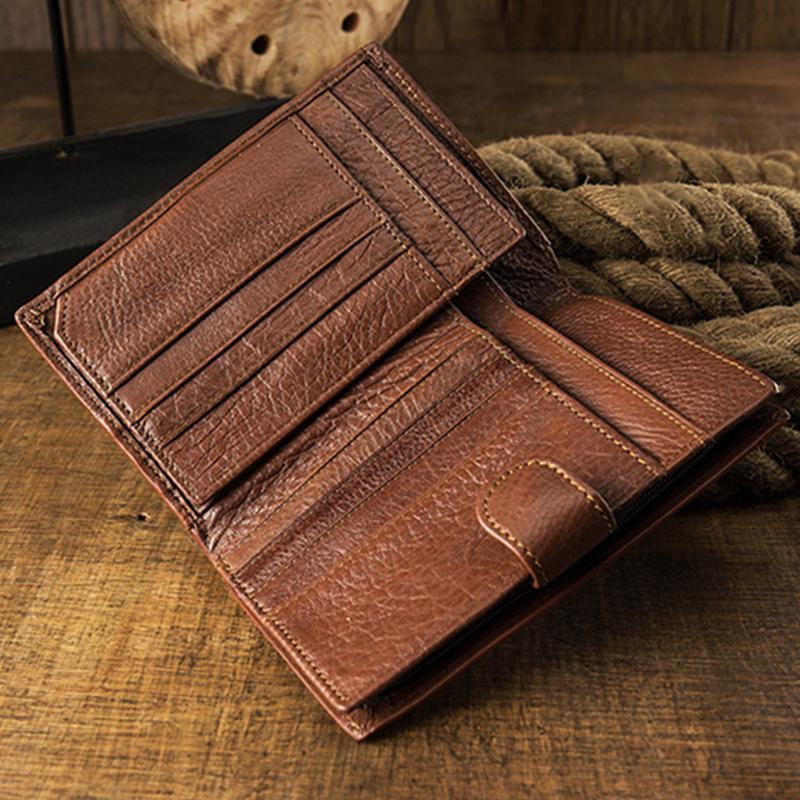 Premium Real Leather Large Capacity Vertical Wallet for Men – Slim, Durable & Stylish