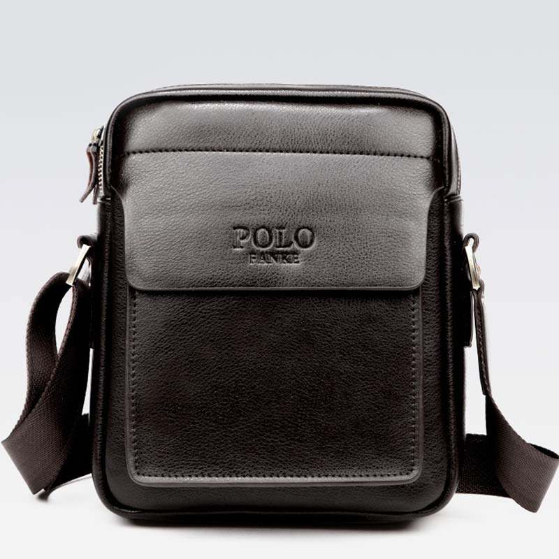 Men's Leather Crossbody Messenger Shoulder Bag for Work & Business – Small PU Leather Satchel