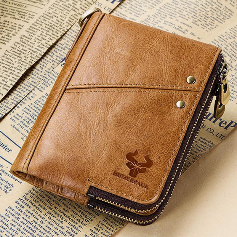 RFID Anti - theft Genuine Leather Multi - slot Bifold Wallet for Men - Stylish Business Wallet - VOTVO