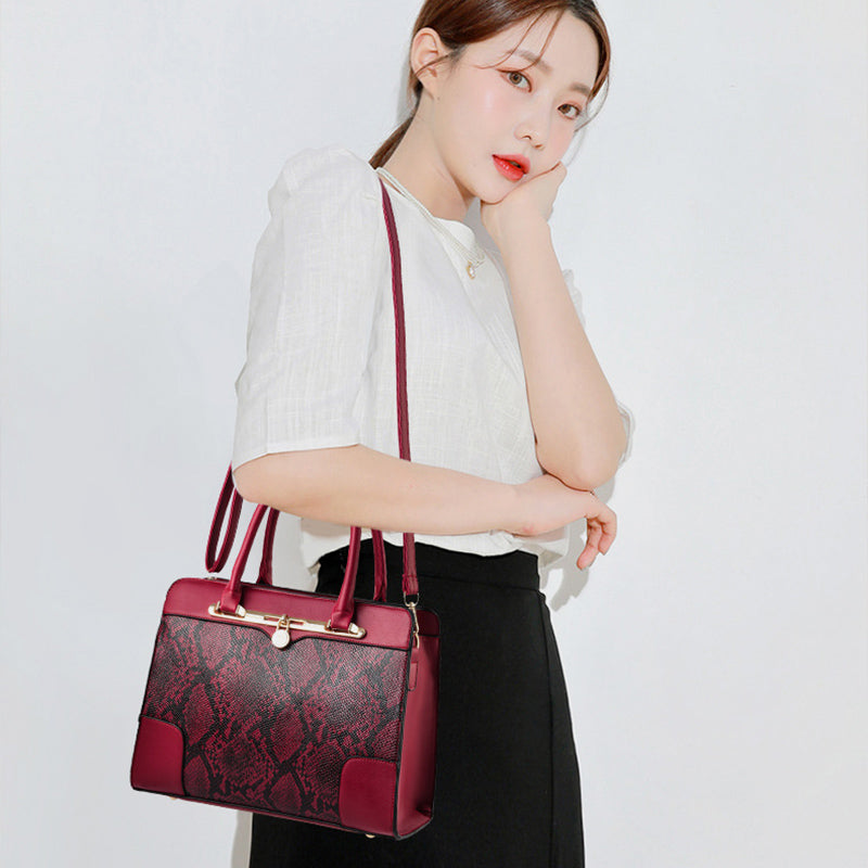 Vintage Women's Top-Handle Satchel Purses Work Tote Shoulder Bag with Long Strap