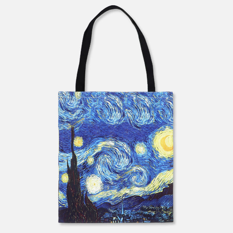 Handbag for Women - Starry Sky Oil Painting Canvas Beach Shoulder Bag