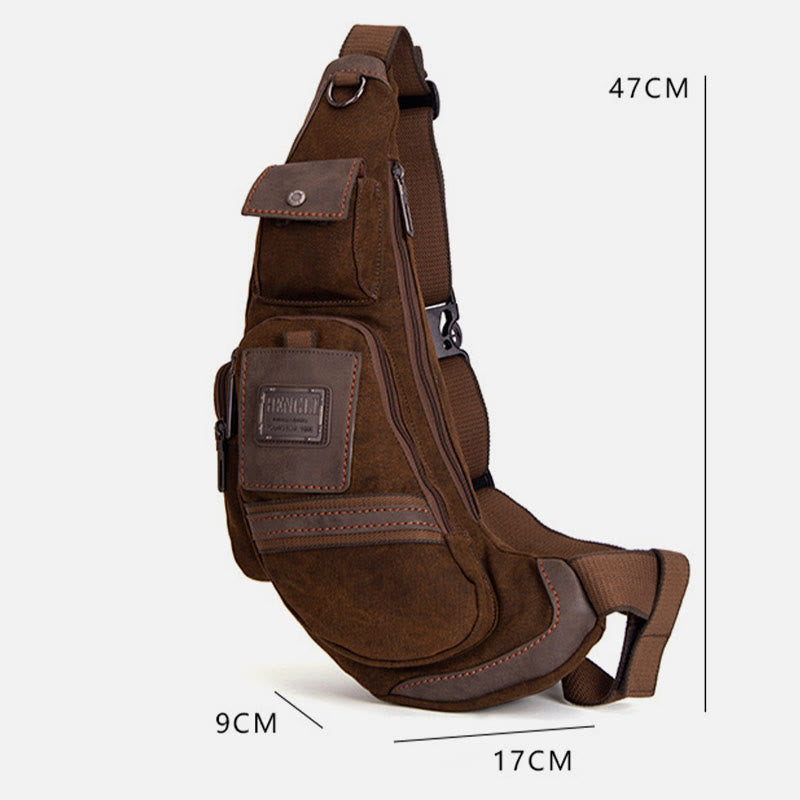 Large Canvas Chest Bag – Men’s Outdoor Sports Crossbody Sling Backpack