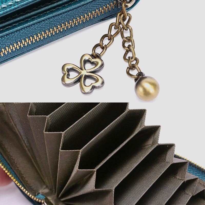 Genuine Leather RFID Multi-Slots Wallet Purse for Women