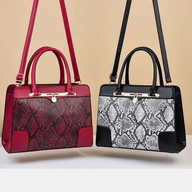 Vintage Women's Top - Handle Satchel Purses Work Tote Shoulder Bag with Long Strap - VOTVO