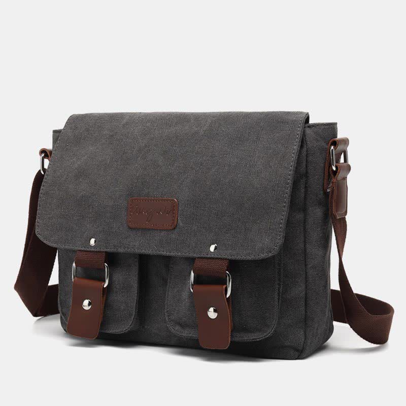 Canvas-Umhängetasche für Herren – Vintage-Umhängetasche mit mehreren Taschen