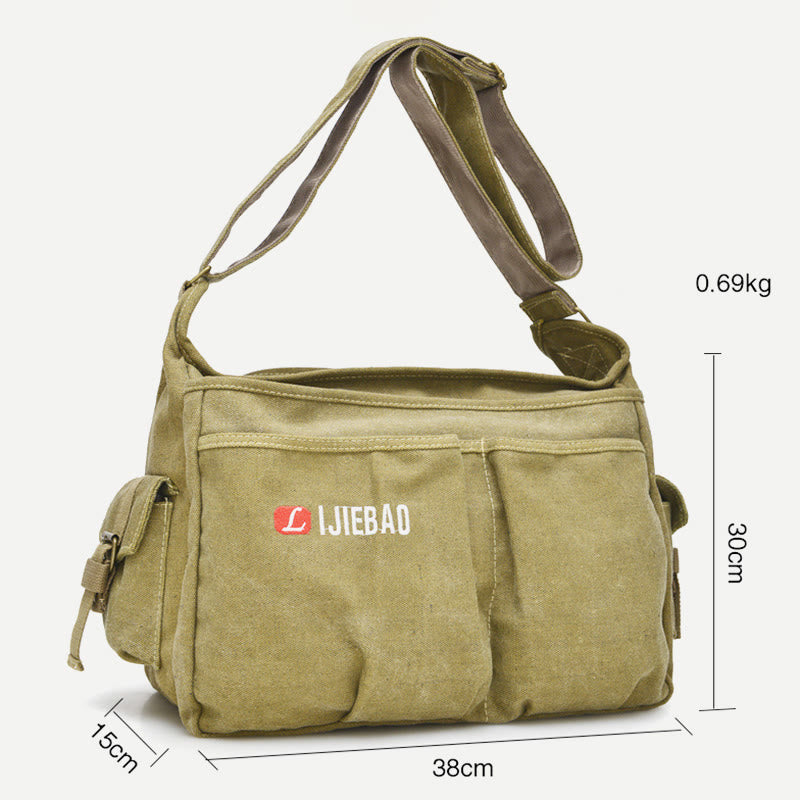 Messenger Bag for Men - Vintage Canvas Large Crossbody Kit