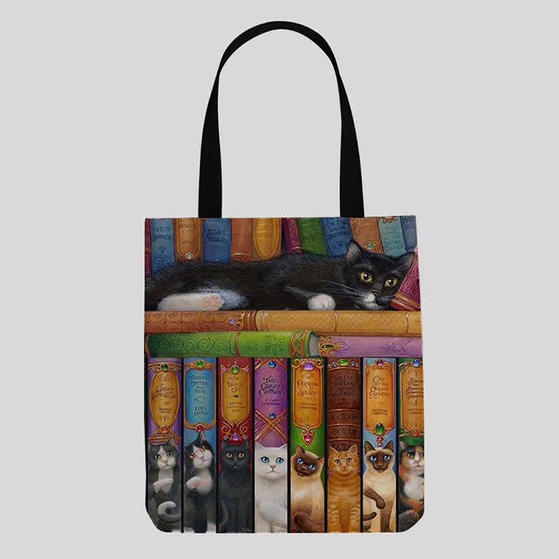 Cute Kitty Canvas Tote Bag – Multifunctional Handbag & Shoulder Bag for Daily Use