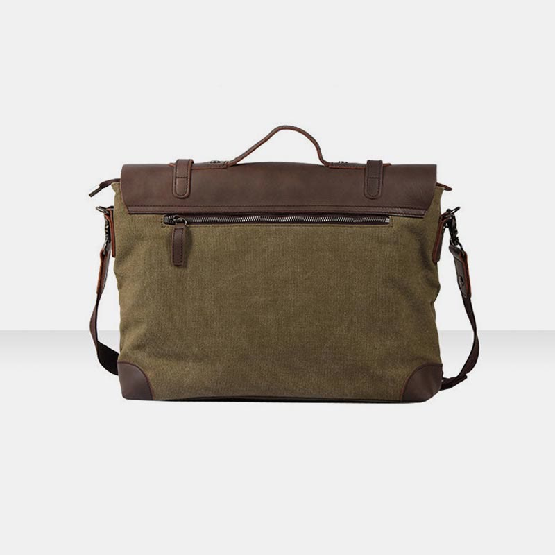 Messenger Bag for Men – Canvas Vintage Crossbody Handbag with Crazy Horse Leather, Casual Business Document Bag