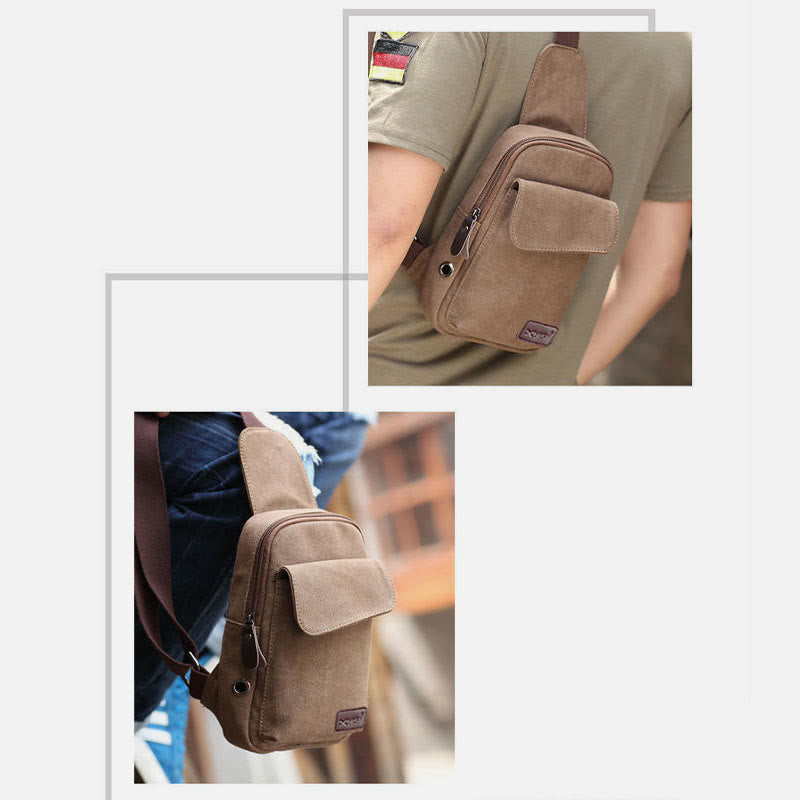 Sling Bag for Men – Multifunctional Outdoor Sports Canvas Chest Bag