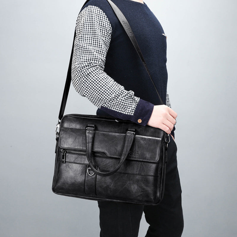 Lightweight PU Leather Messenger Bag – Slim Business Briefcase for Men