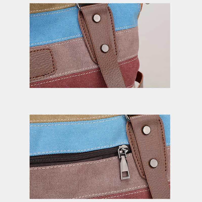 Multifunction Color Block Canvas Tote Bag | Hobo Shoulder Bag & Crossbody Purse - VOTVO