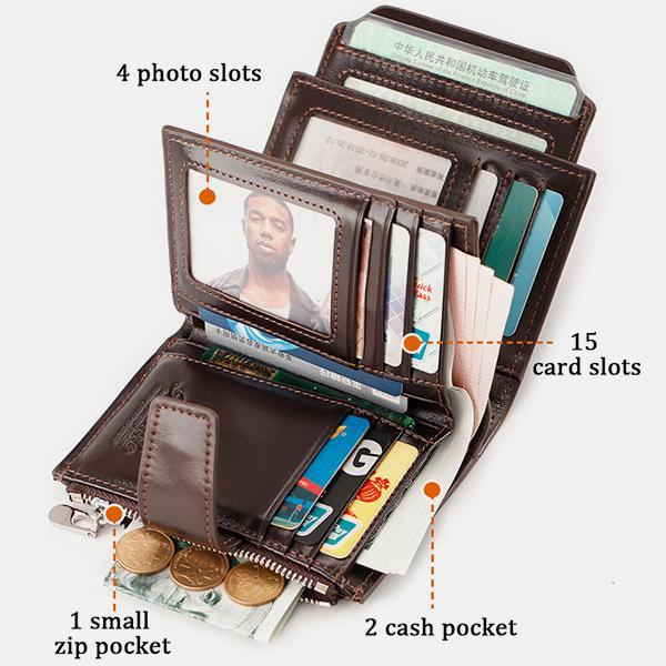 RFID Large Capacity Genuine Leather Multi - Card Wallet – Secure, Stylish, and Practical - VOTVO