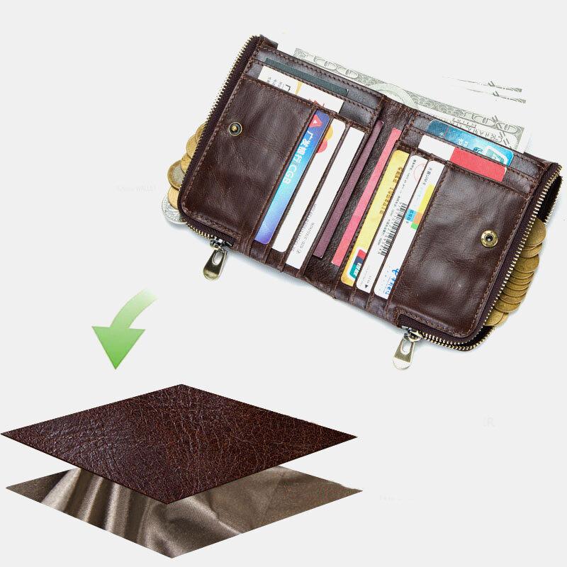 RFID Anti - theft Genuine Leather Multi - slot Bifold Wallet for Men - Stylish Business Wallet - VOTVO
