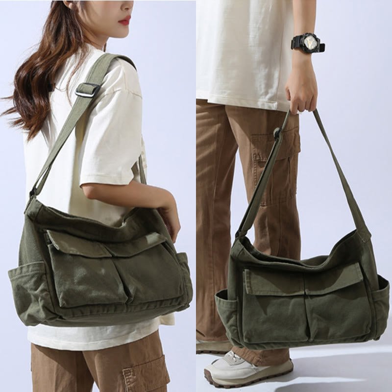 Multi - Pocket Canvas Crossbody Bag for Women | Retro Lightweight Shoulder Bag - VOTVO