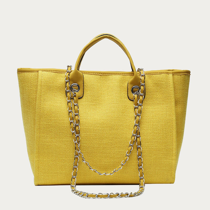 Crossbody Canvas Tote for Women – Chain Strap Bucket Bag