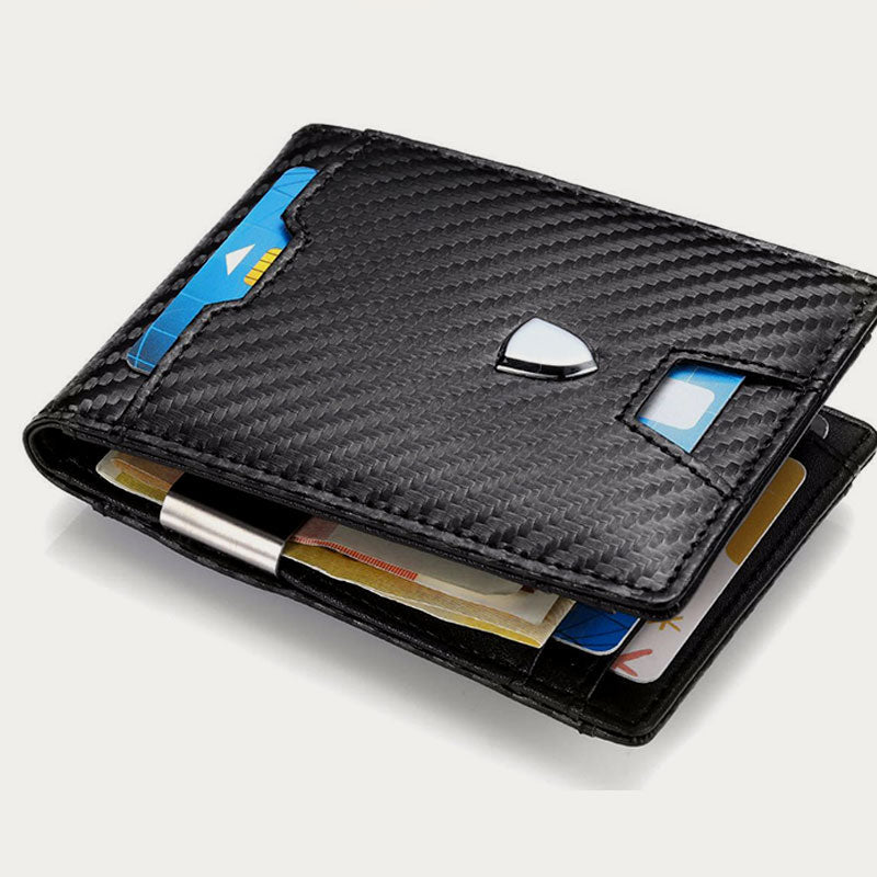 Minimalist Multi - Slot Bifold Card Holder RFID Blocking Wallet with Cash Clip - VOTVO