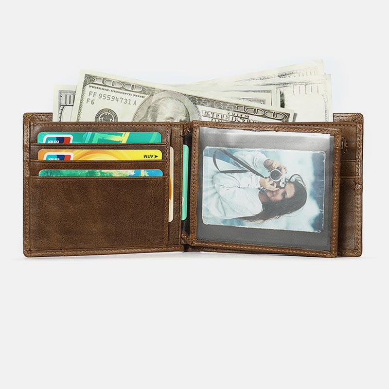 Retro Large Capacity RFID GenuineLeather Wallet
