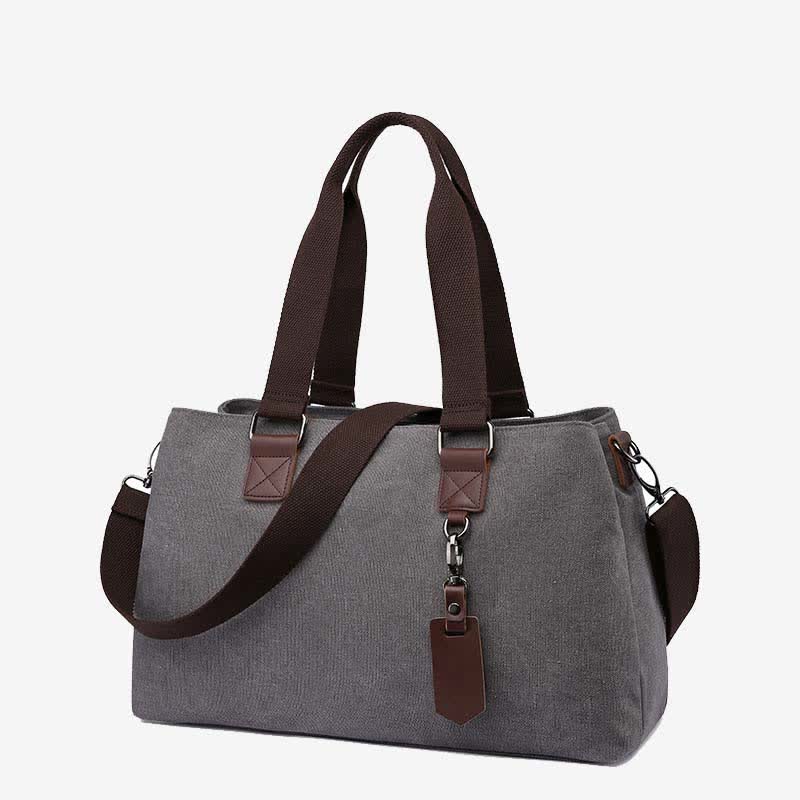Triple Compartment Canvas Tote Handbag | Multifunction Casual Crossbody Shoulder Purse