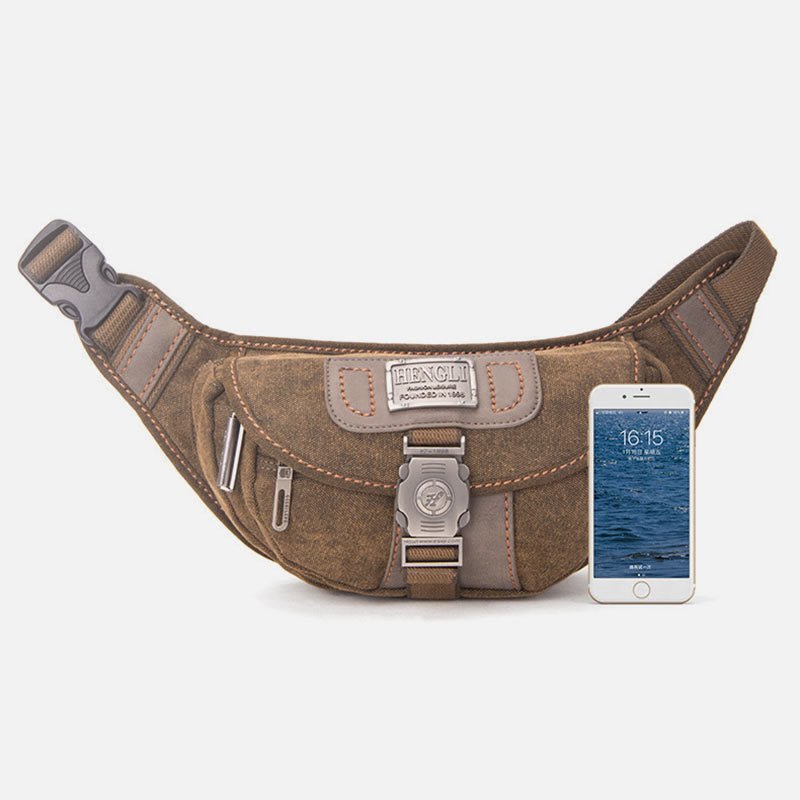 Retro Canvas Waist Pack for Men – Small Crossbody Crescent Moon Sling Bag - VOTVO