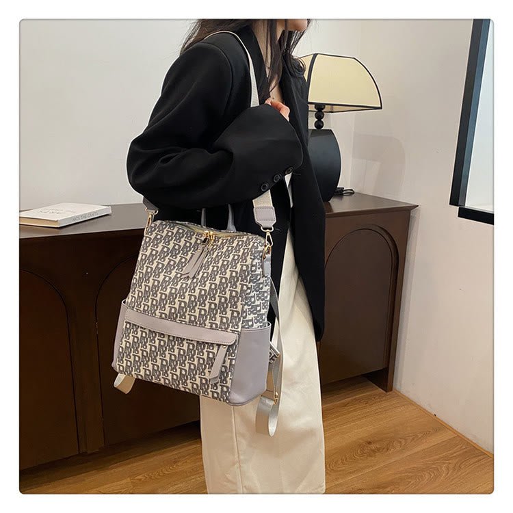 Oil Painting Canvas Backpack – Retro Houndstooth Large Student Daypack for Women, Stylish and Practica - VOTVO