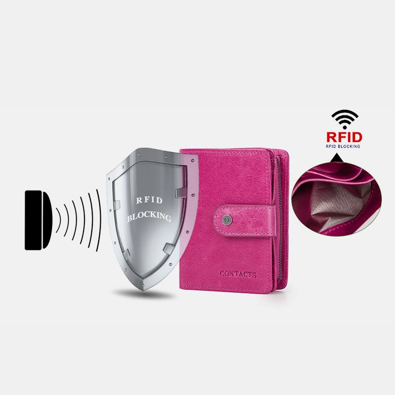 RFID GenuineLeather Multi - Card Buckle Wallet - VOTVO
