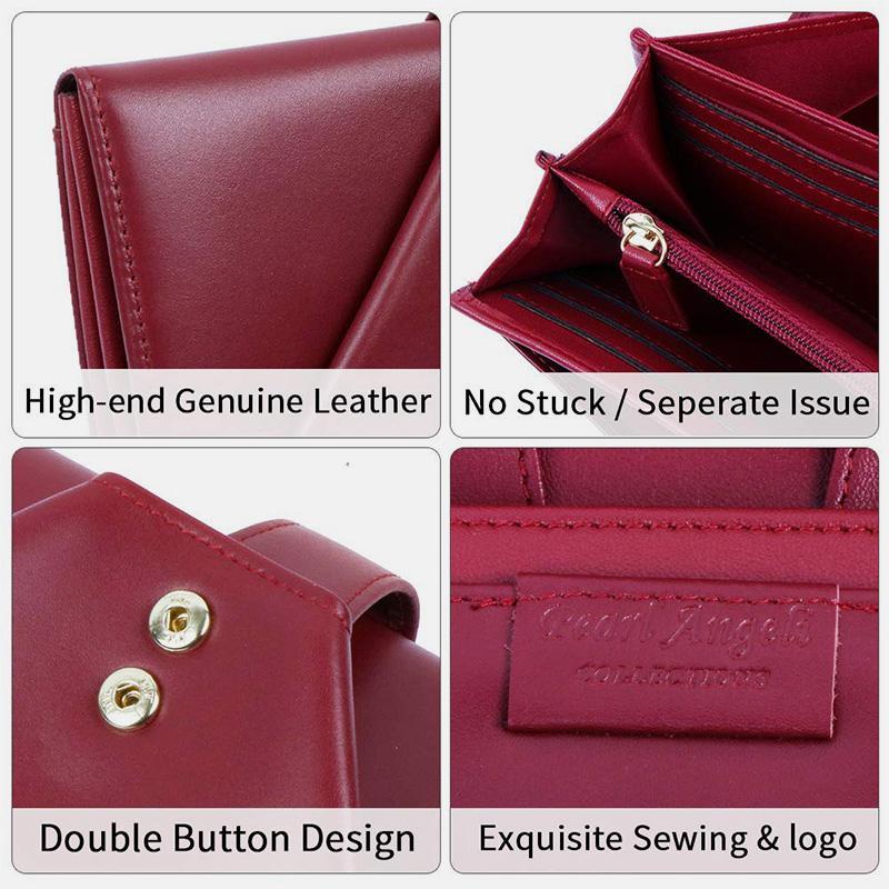 Portafoglio lungo retrò multi-slot in vera pelle – Portafoglio elegante per donna