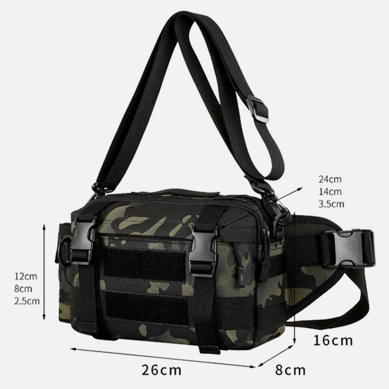 Large Camo Tactical Bag for Sports | Nylon Crossbody Bag Waist Bag