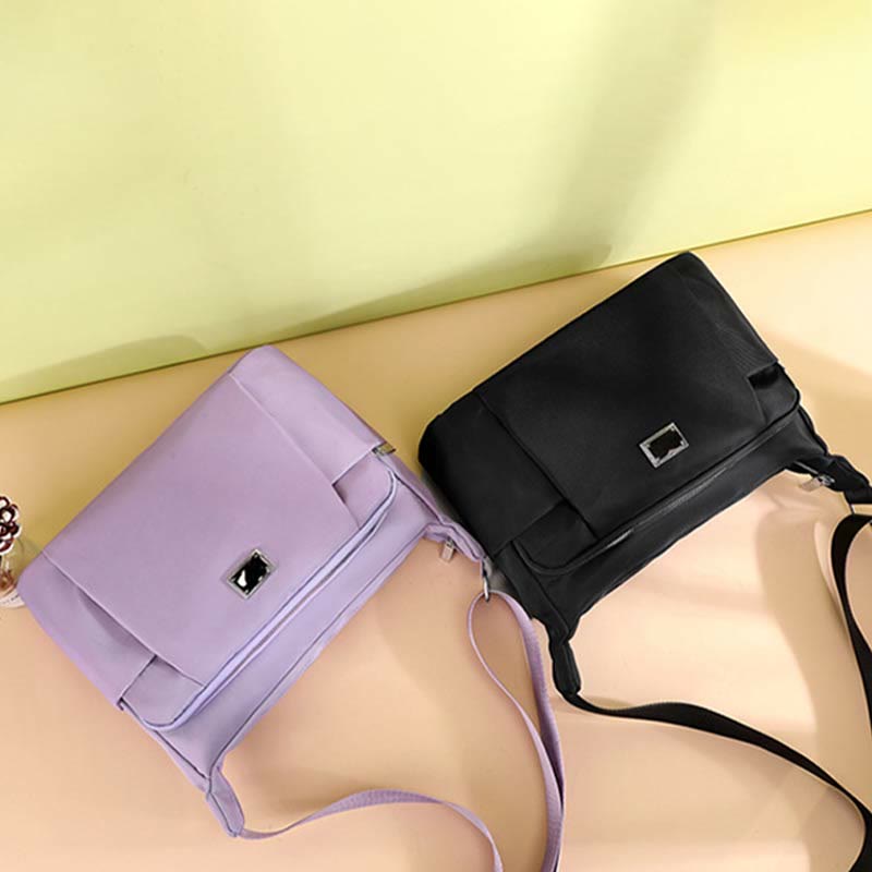 Crossbody Plaid Nylon Tote Bag for Women – Multi-Pocket Waterproof Purse