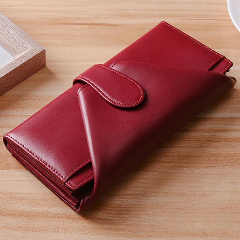 Portafoglio lungo retrò multi-slot in vera pelle – Portafoglio elegante per donna