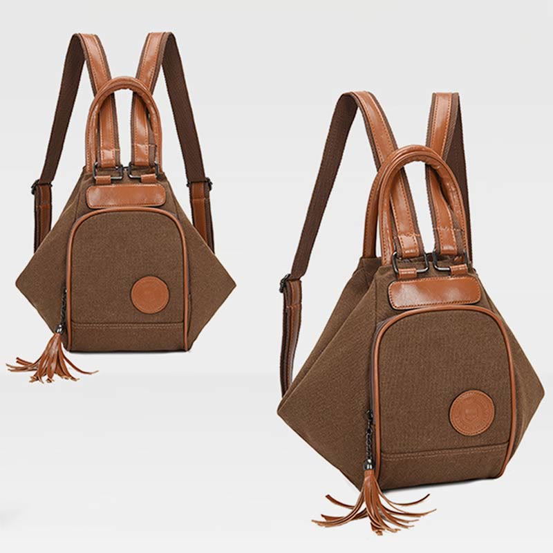 Zaino multifunzionale da donna con decorazione a nappa – Zaino da viaggio in tela resistente