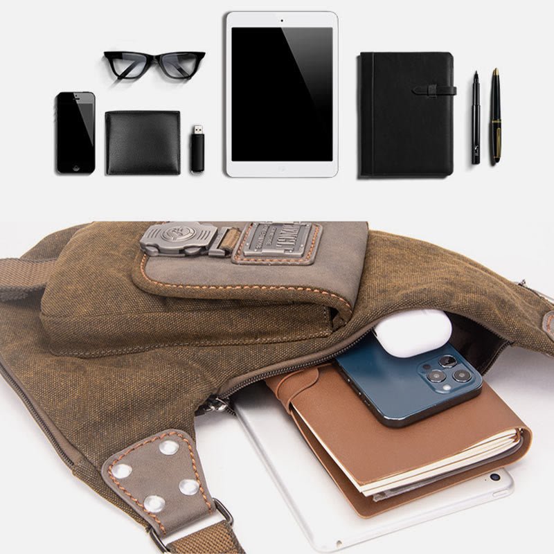 Multifunctional Canvas Chest Bag for Men – Leisure Crossbody Riding Bag - VOTVO