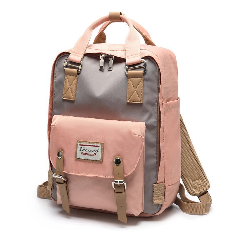 Large Capacity Colorblock Waterproof Backpack – School & Travel Laptop Bag