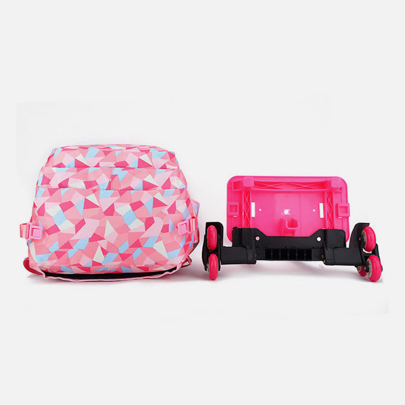 Rolling Wheels School Bag for Girls – Colorful Printing Backpack with Adjustable Straps & Two-Wheel Design