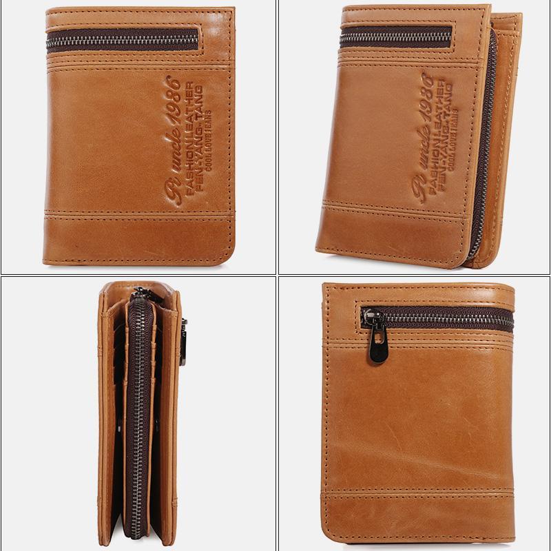 Portafoglio bifold RFID di grande capacità per uomo - Retro in vera pelle con 20 scomparti per carte e tasche con cerniera