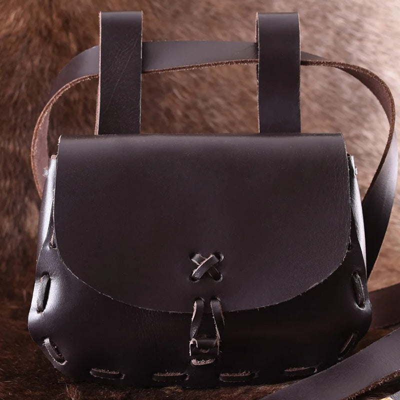 Medieval Leather Bag Pouch – Portable Coin Purse Belt Holster Waist Bag