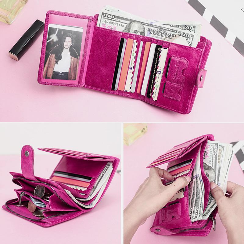 RFID GenuineLeather Multi - Card Buckle Wallet - VOTVO