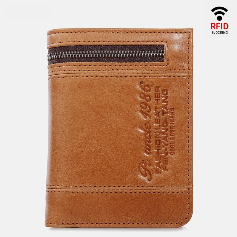 Portafoglio bifold RFID di grande capacità per uomo - Retro in vera pelle con 20 scomparti per carte e tasche con cerniera
