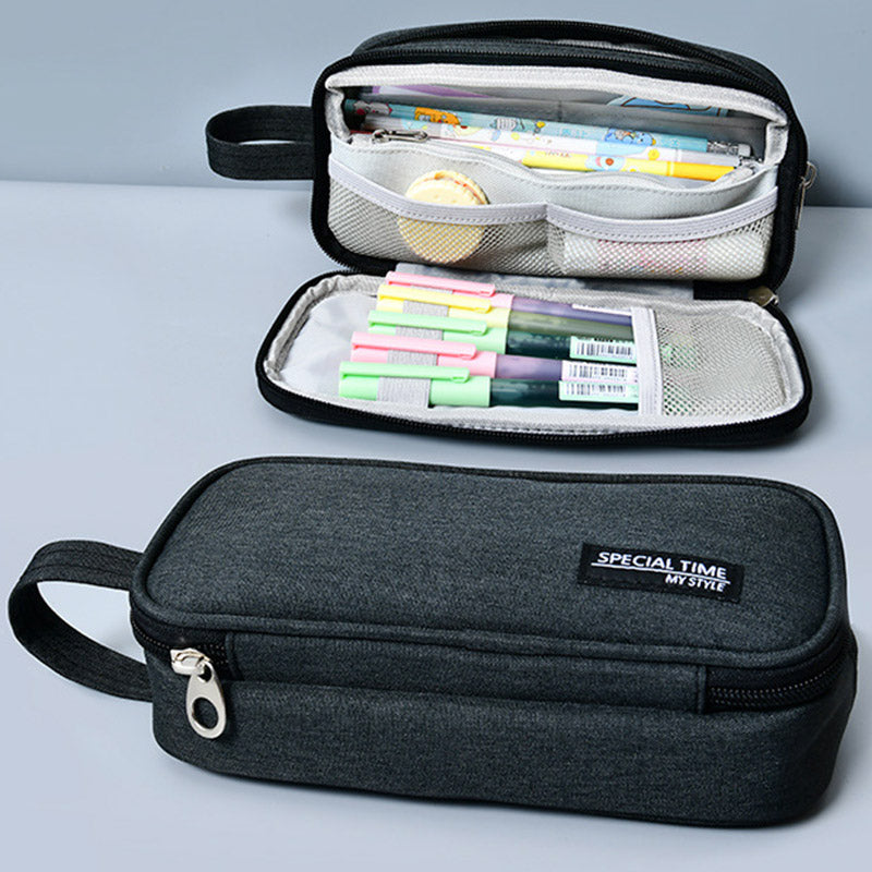 Large Capacity Canvas Pencil Case – Durable Pen Pouch for Office & School