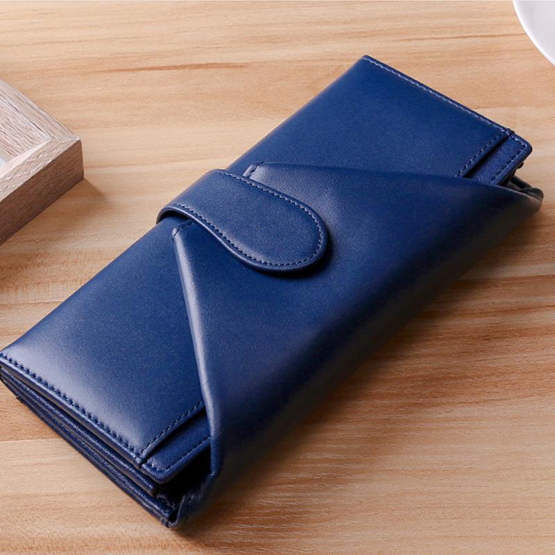 Portafoglio lungo retrò multi-slot in vera pelle – Portafoglio elegante per donna