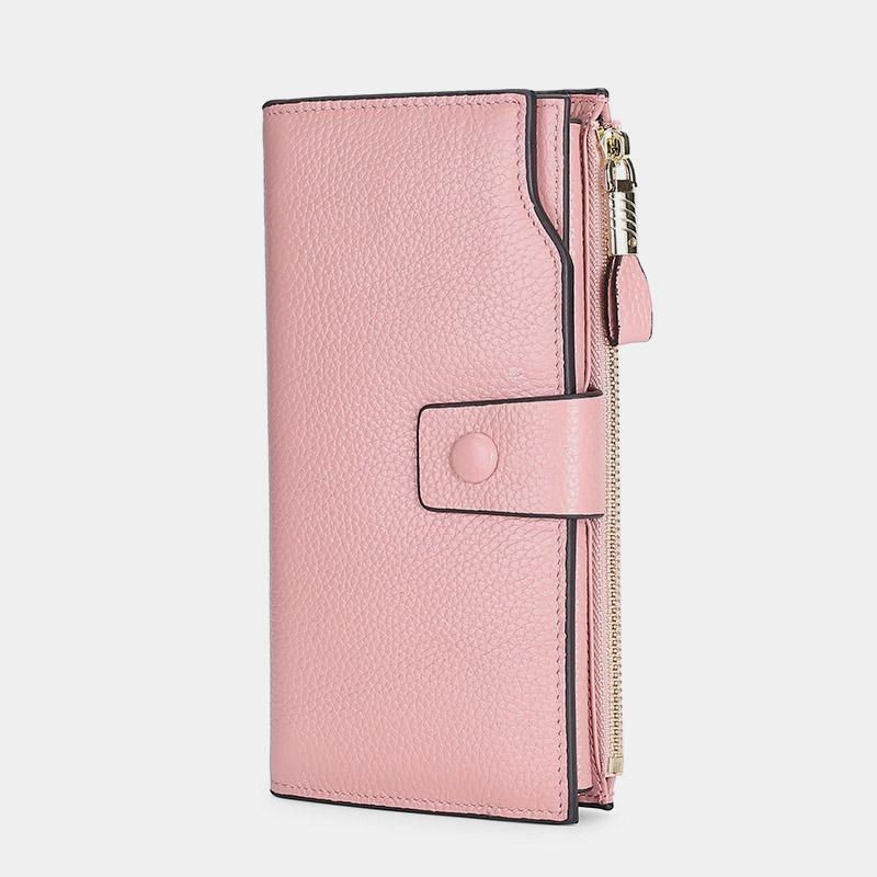 RFID Leather Retro Long Wallet with Zipper Pocket – Large Capacity Purse for Women