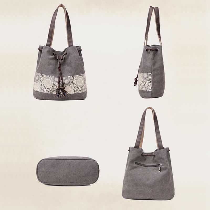 Shoulder Bag for Women – Casual Large Capacity Printed Canvas Shopping Handbag