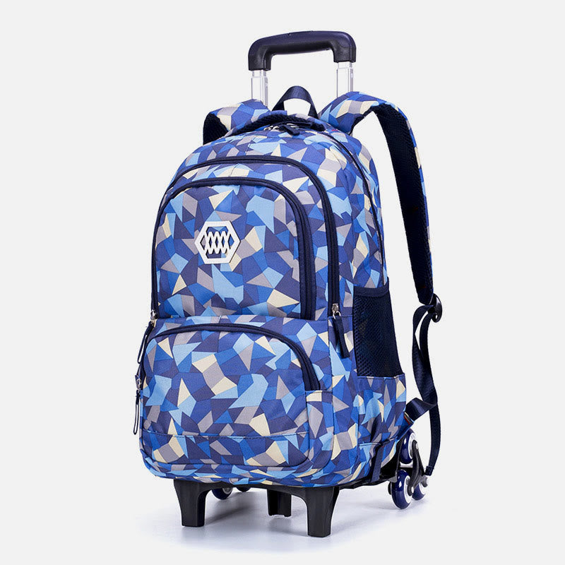 Rolling Wheels School Bag for Girls – Colorful Printing Backpack with Adjustable Straps & Two-Wheel Design