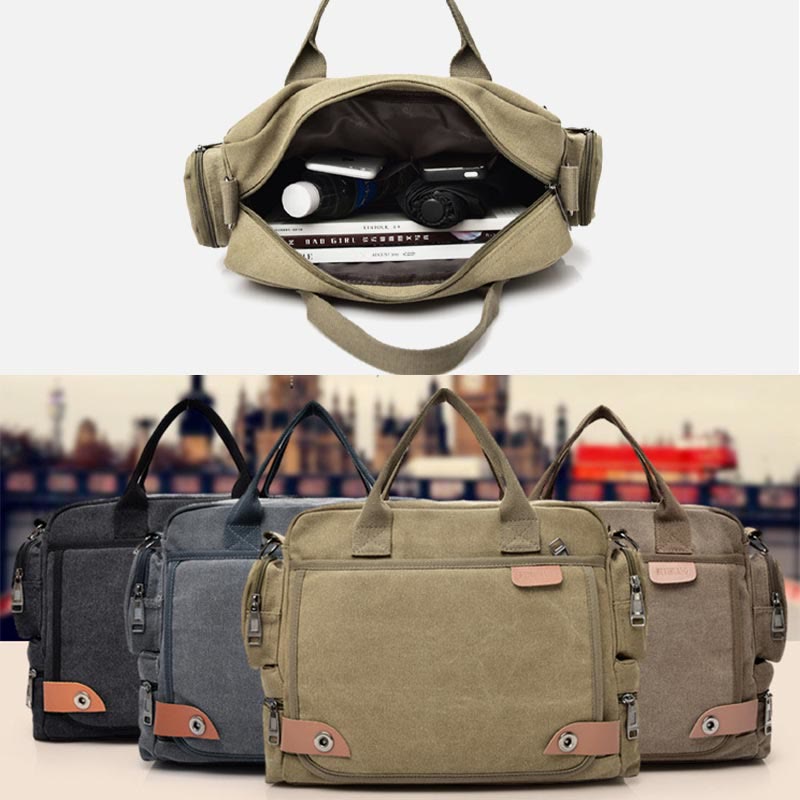 Messenger Bag for Men – Casual Canvas Multi - Pocket Crossbody Bag with Adjustable Strap - VOTVO