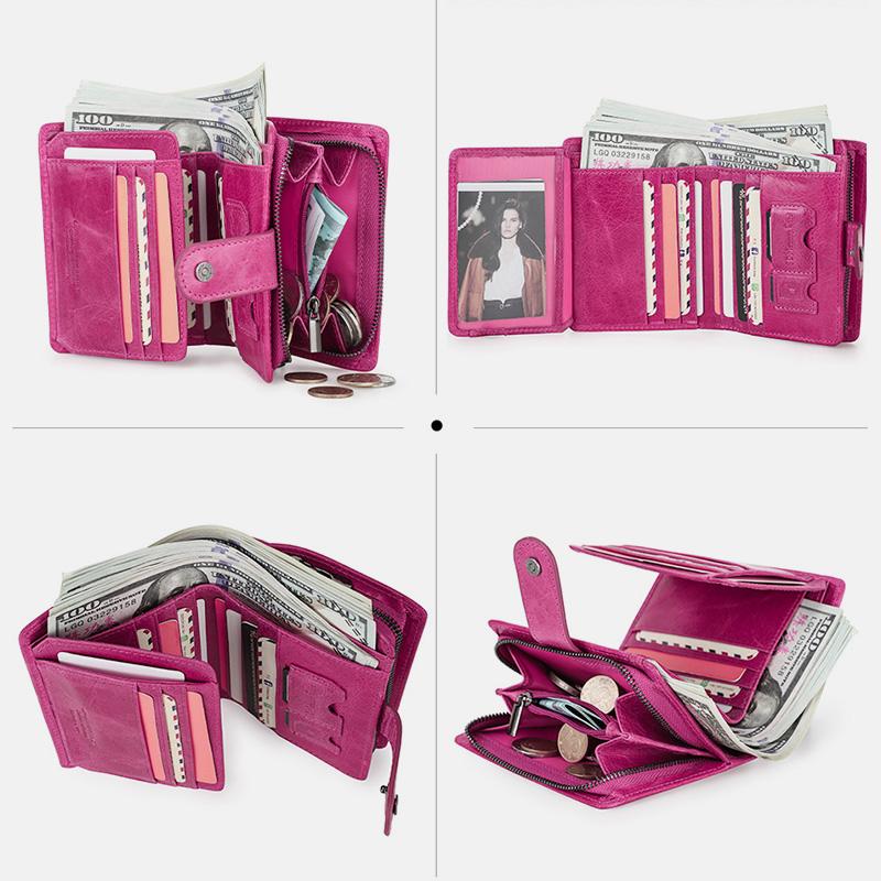 RFID GenuineLeather Multi - Card Buckle Wallet - VOTVO