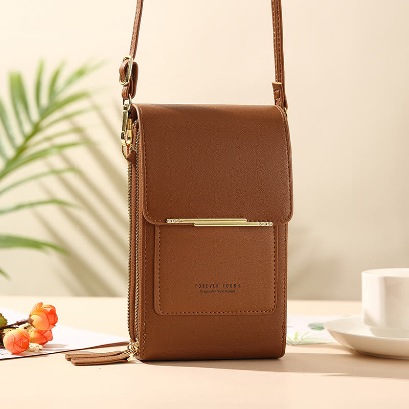 Lightweight Leather Phone Purse - Mini Crossbody Shoulder Bag & Cell Phone Pouch for Women