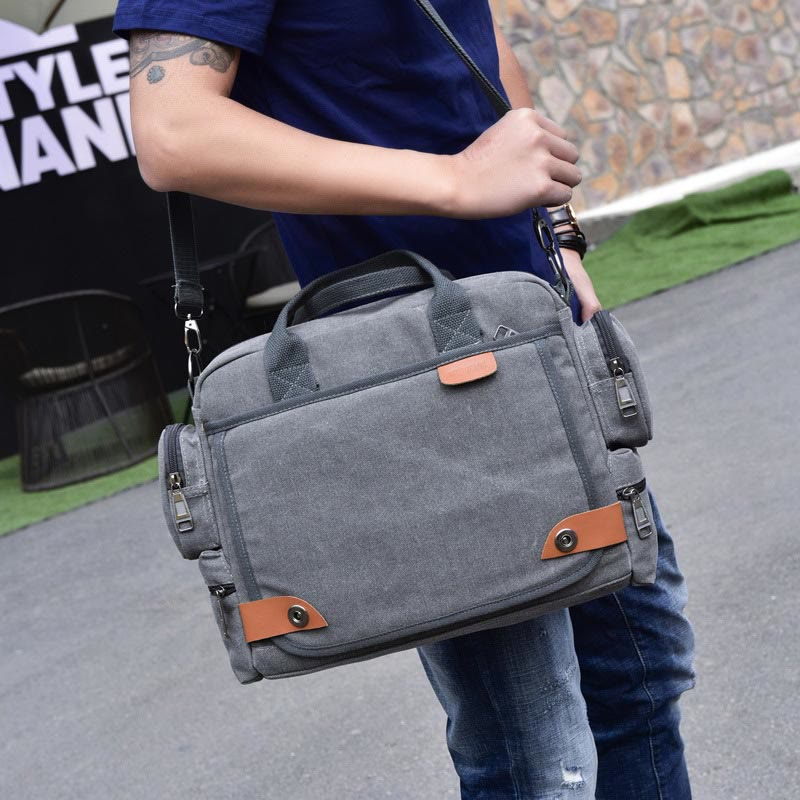 Messenger Bag for Men – Casual Canvas Multi-Pocket Crossbody Bag with Adjustable Strap